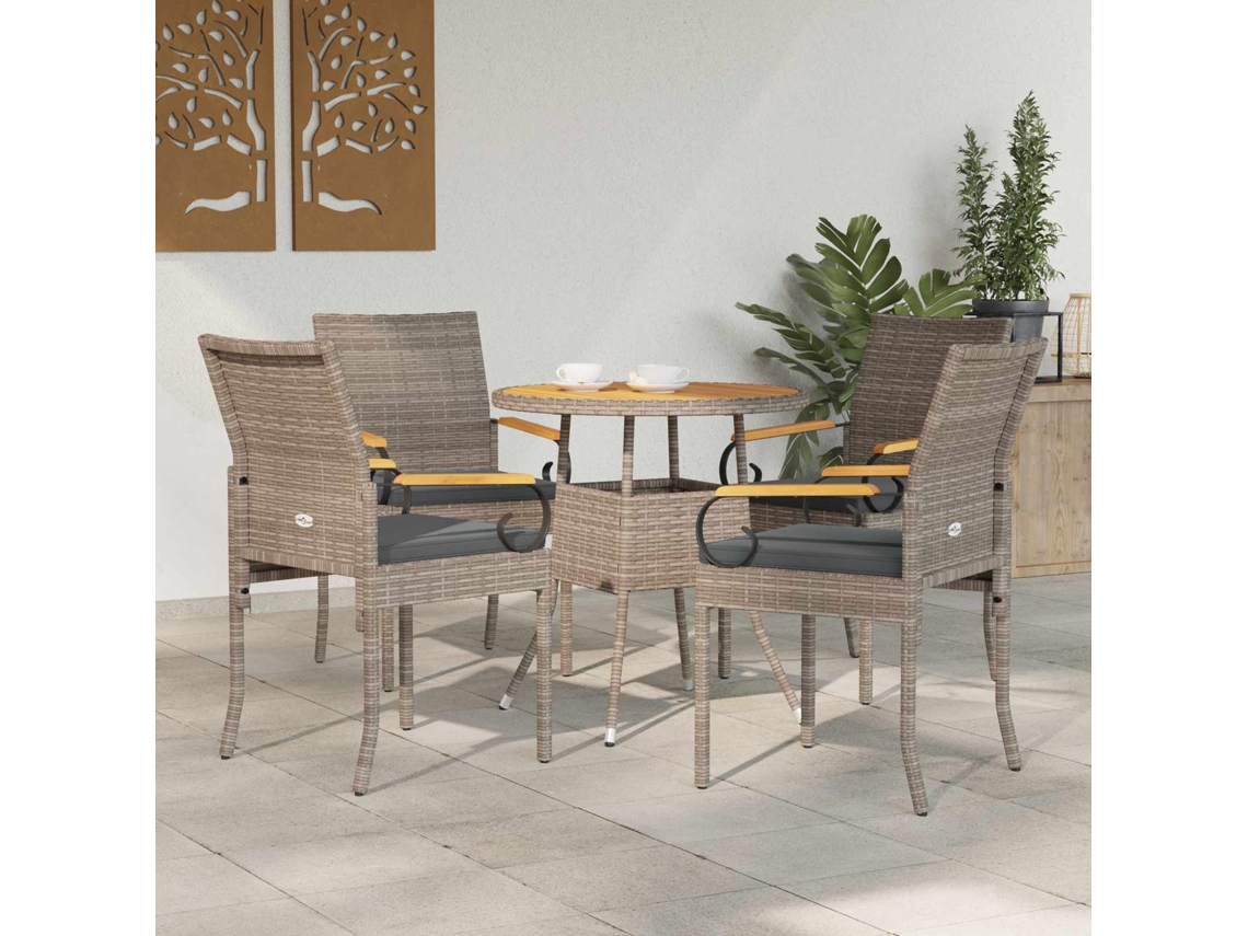 Vidaxl Cadeiras De Jardim Com Almofada 4 Pcs Cinza E Cinza Escuro