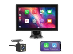 Ecrã Carplay para Carro com Câmara Retrovisora, de 7 Polegadas, Apple Car Play Android Auto Sem Fios, Ecrã Tátil Portátil Rádio HEXINEX
