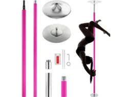 Barra De Pole Dance Profissional 40mm Inox Rosa Com Modos Giratório E Estático Tekmaquinas