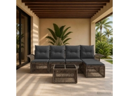 Vidaxl Conjunto De Sofá De Jardim 6 Unid. Cinzento Vime Pe