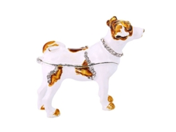 Caja De Joias Com Decoração De Cão Diamante Brilhante Artesanato De Metal Para Armazenamento E Decoração Residencial
