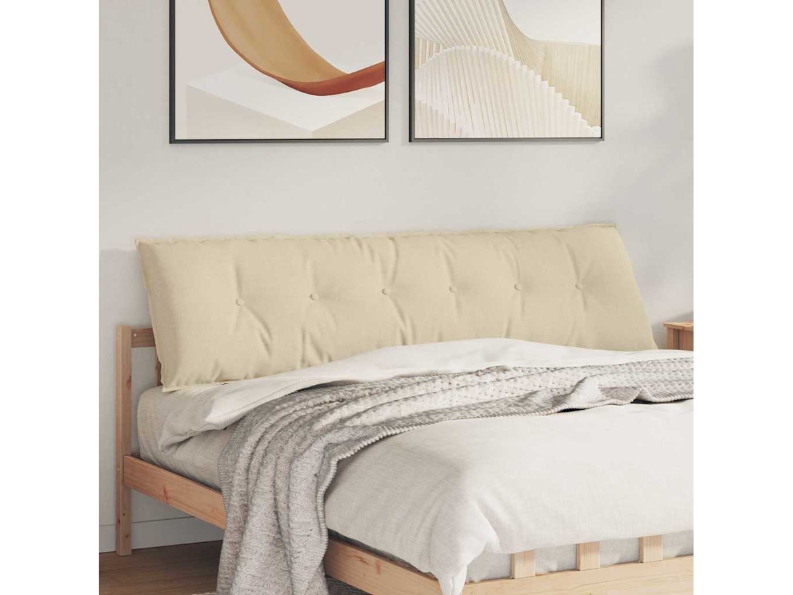 Vidaxl Travesseiro Para Costas Creme 180 X 19 X 50 Cm Tecido