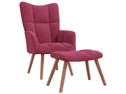 Relaxing Chair With Stool, Relaxing Chairs With Stools Vidaxl Vermelho Veludo
