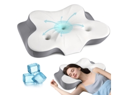Travesseiro Cervical - Travesseiro Ergonómico Em Espuma Viscoelástica, Com Duas Zonas De Alívio Para As Orelhas