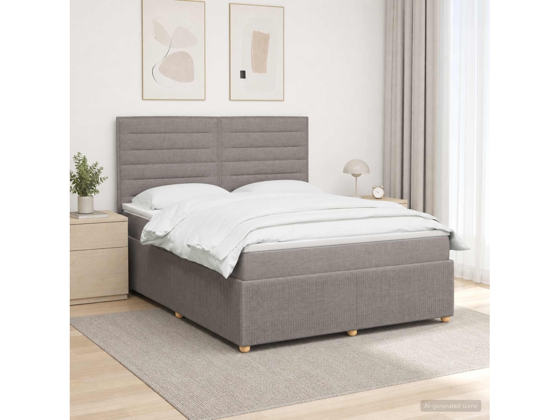 Vidaxl Cama Box Spring Com Colchão Cinzento-acastanhado 140 X 200 Cm