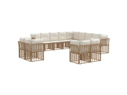 Maison Exclusive - Conjunto De Sofás Para Exterior Natural E Branco Creme
