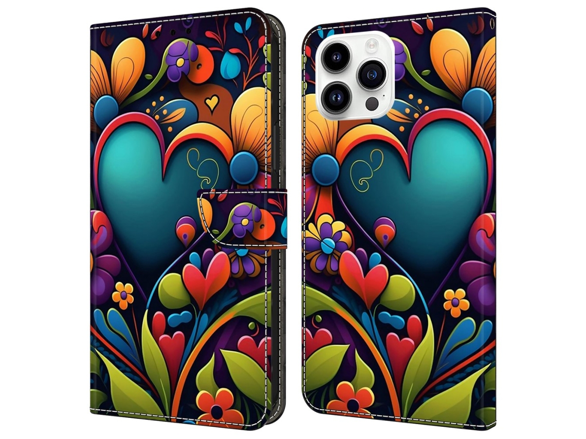 Capa Em Couro Pu Com Suporte Para Apple Iphone 16 Pro - Pintar Flor
