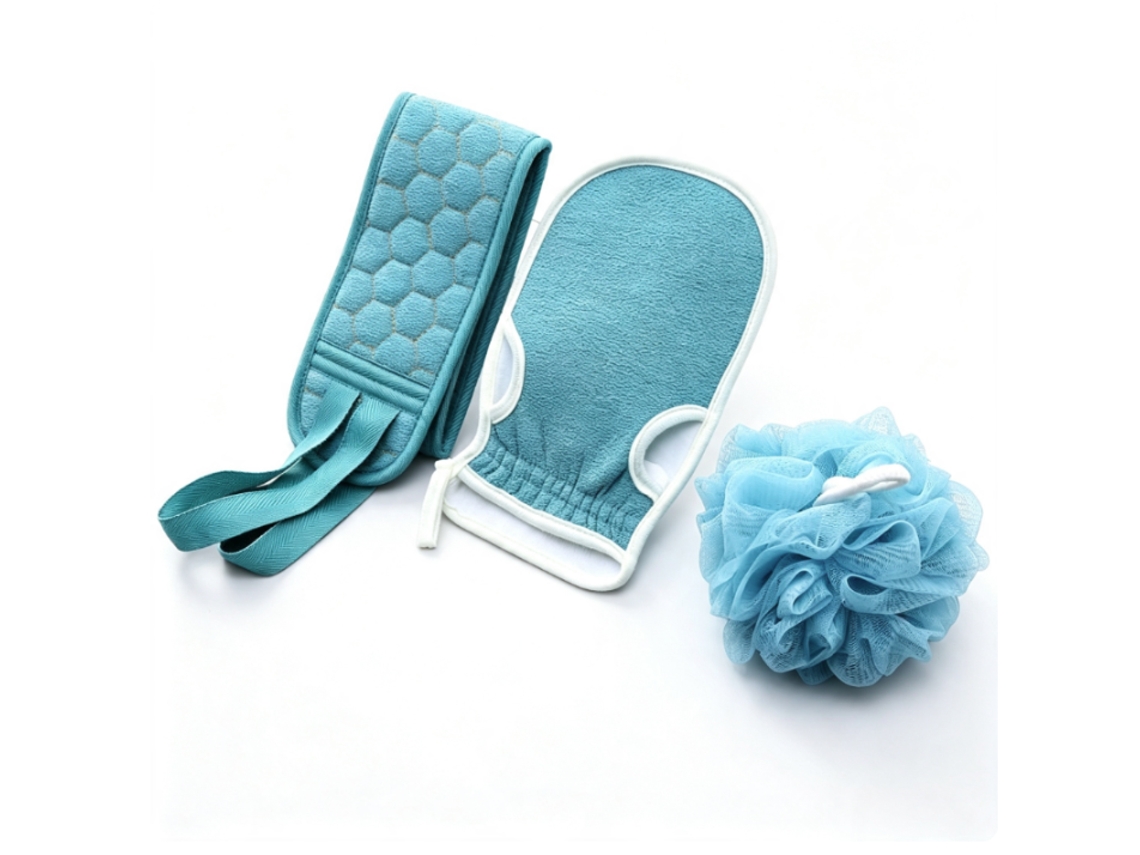 Conjunto De Banho De Três Peças: Escova Para As Costas + Luvas Esfoliantes De Dupla Face + Esponja De Banho Conjunto De Banho Esfoliante.