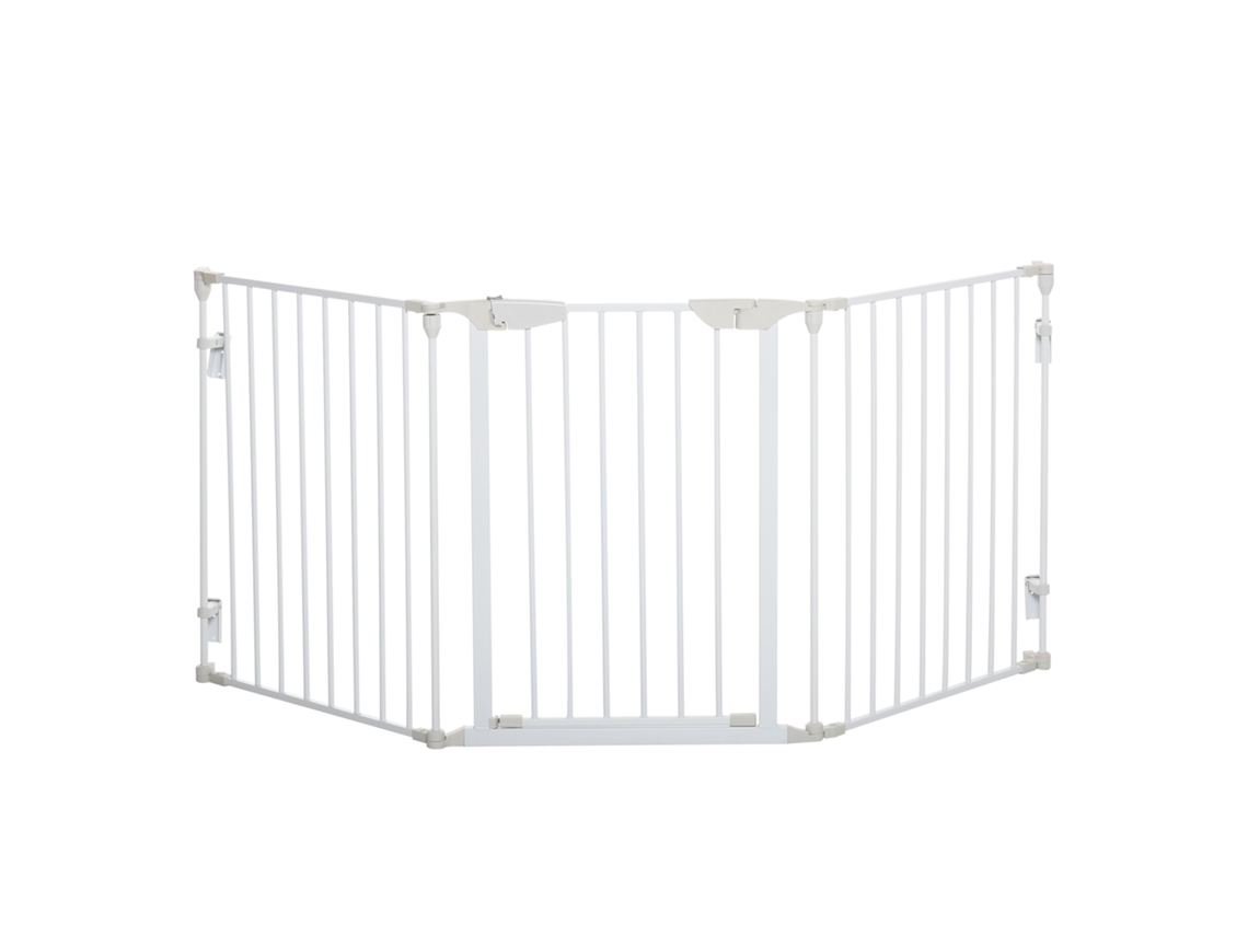 Portão Independente para Cães 3 Painéis 180x74,5cm, Dobrável, para Escadas/portas/cozinha, Branco Ge