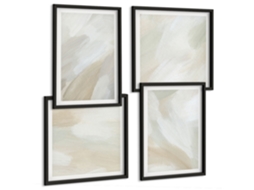 Quadros Decorativos Para Parede Ondas Abstratas Em Bege Moldura Preta Imagens Para Um Quarto Infantil Espelharte (conjunto De 4 Imagens)