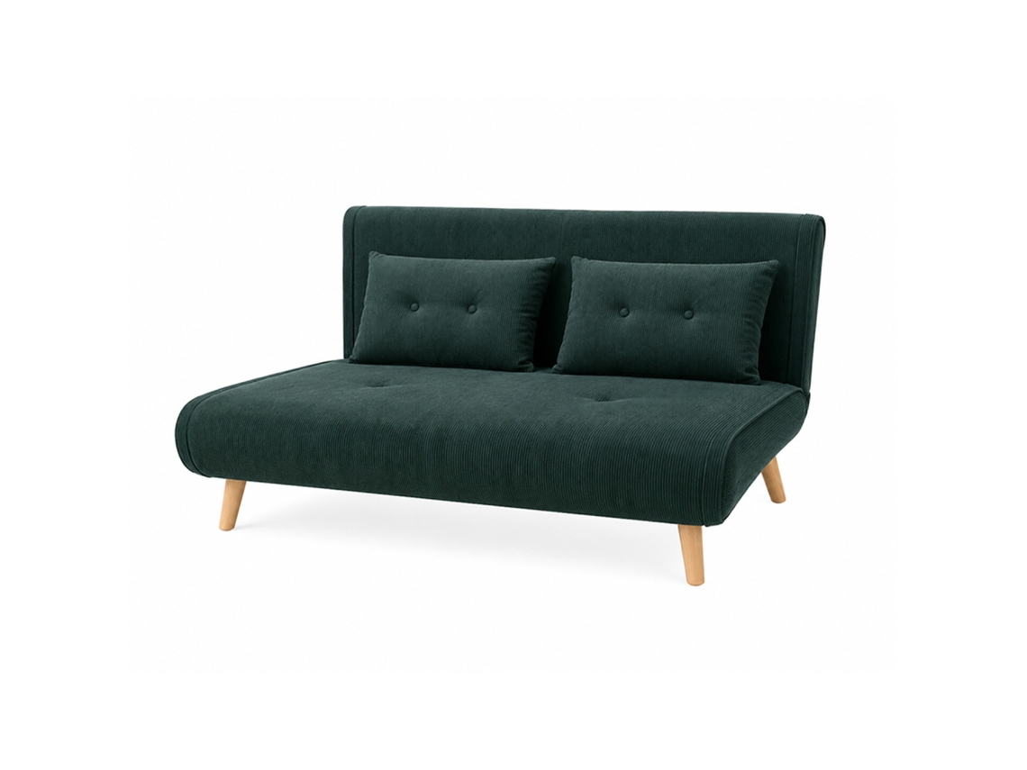 Ennis Sofá-cama De Veludo Cotelê Verde 2 Lugares