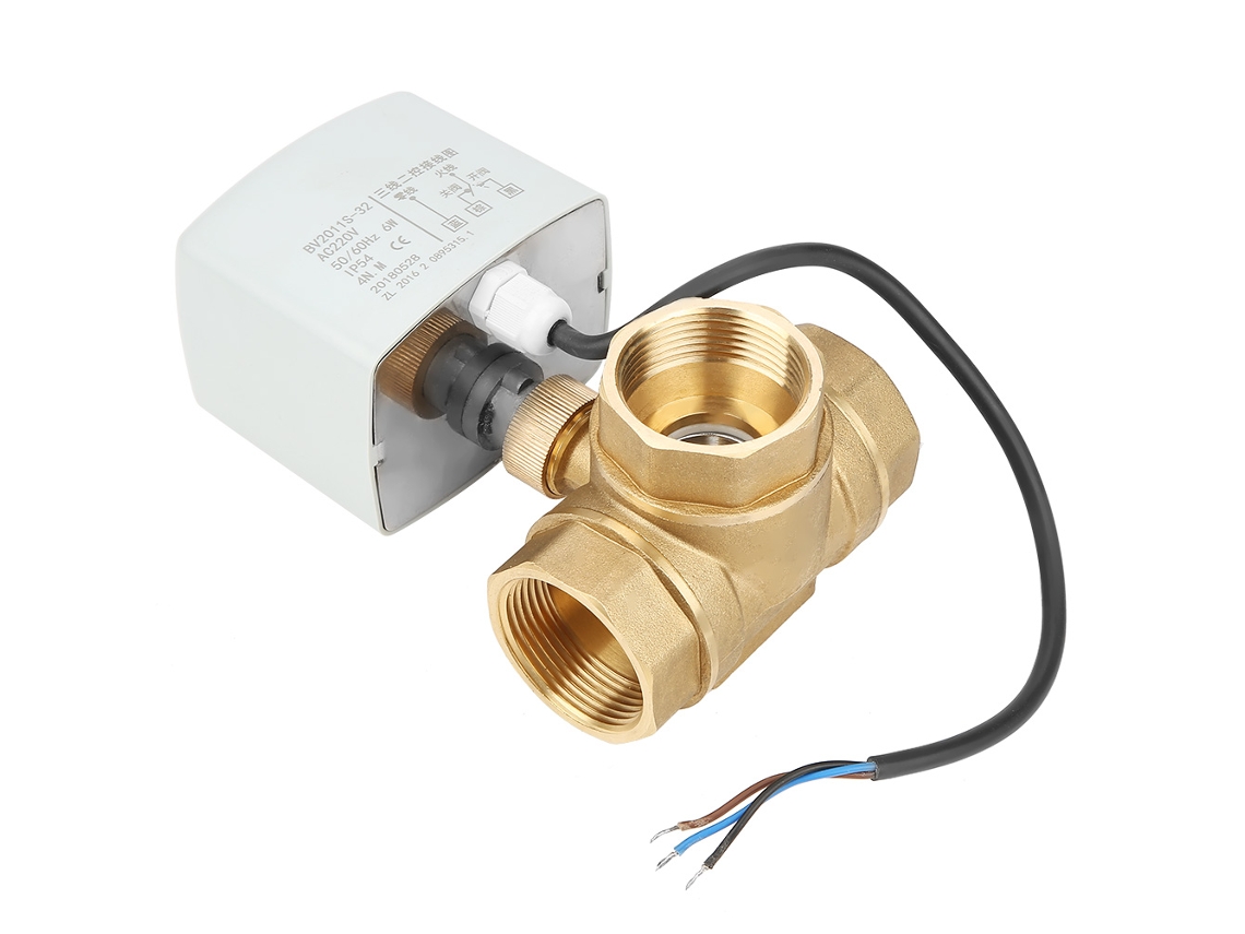 Válvula De Esfera Três Vias Em Latão Dn32 G1-1/4, Laxiscreed, Para Ar Condicionado, 220v Ac