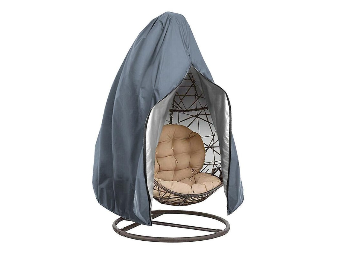 Capa De Cadeira Ovo Pendente Impermeável Com Zíper Protetora Contra Poeira E Uv 115*190cm Cinza