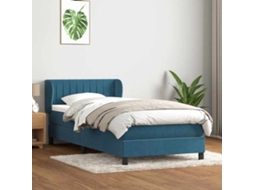 Cama Com Molas/colchão 80x220 Cm Veludo Azul-escuro