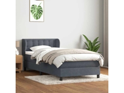 Cama Com Molas/colchão Cinza-escuro 80x210 Cm Veludo