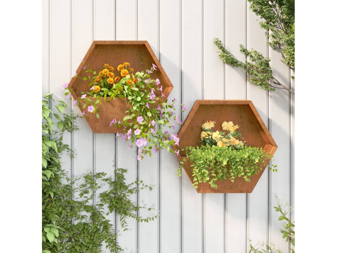 Vasos De Jardimfloreirade Parede 2 Pcs Aço Corten Cor Enferrujado Lovely Home
