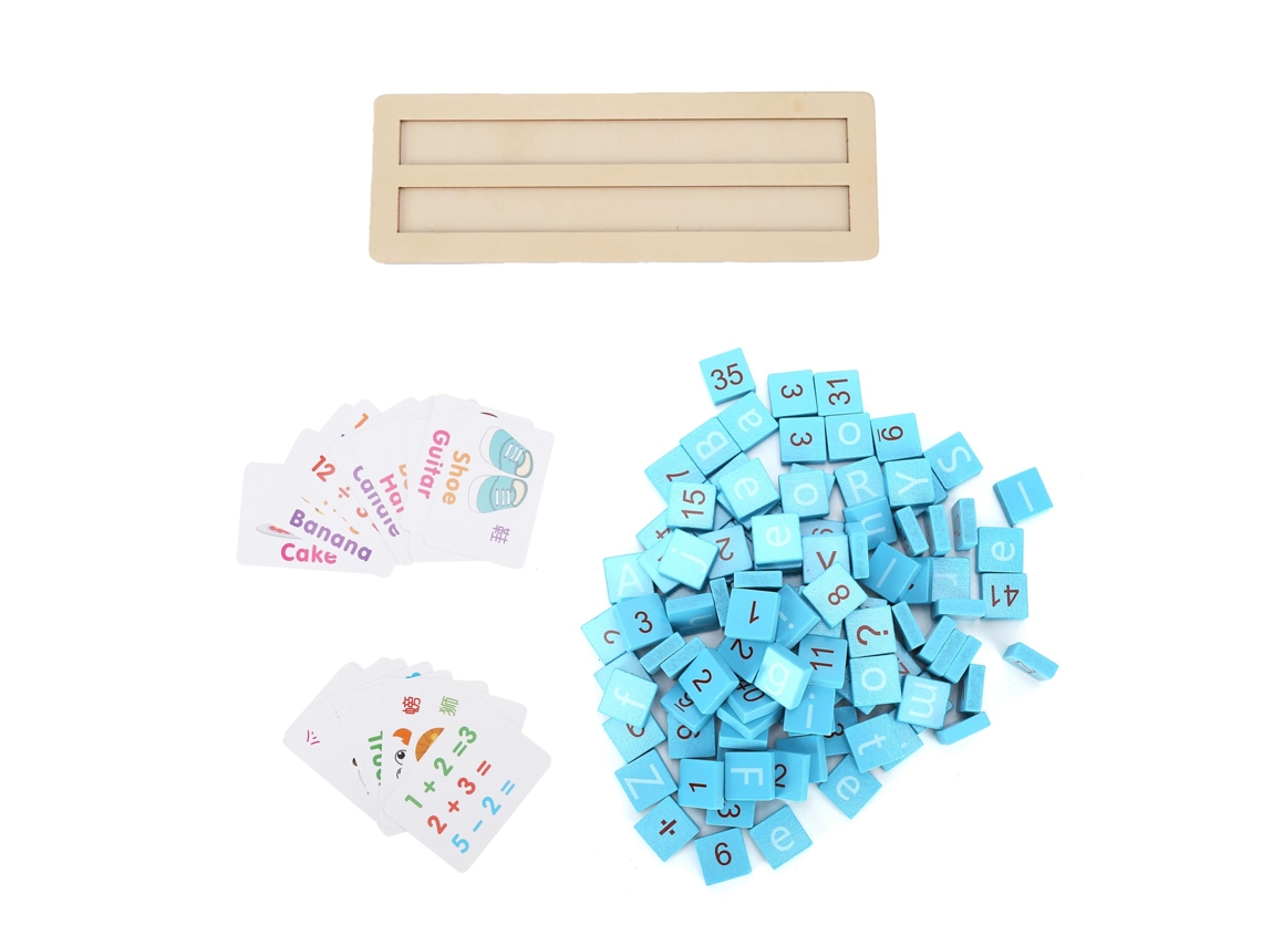 Bloco de Construção Mali com Letras e Números para Crianças - Brinquedo Educativo Madeira 3+