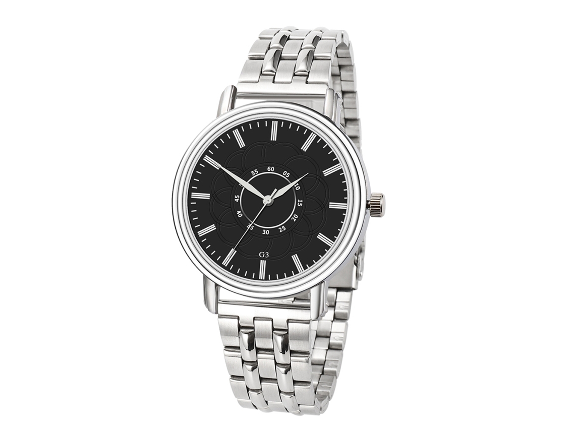 Reloj De Pulsera De Cuarzo Casual Simple Con Correa De Acero G3-g (negro)