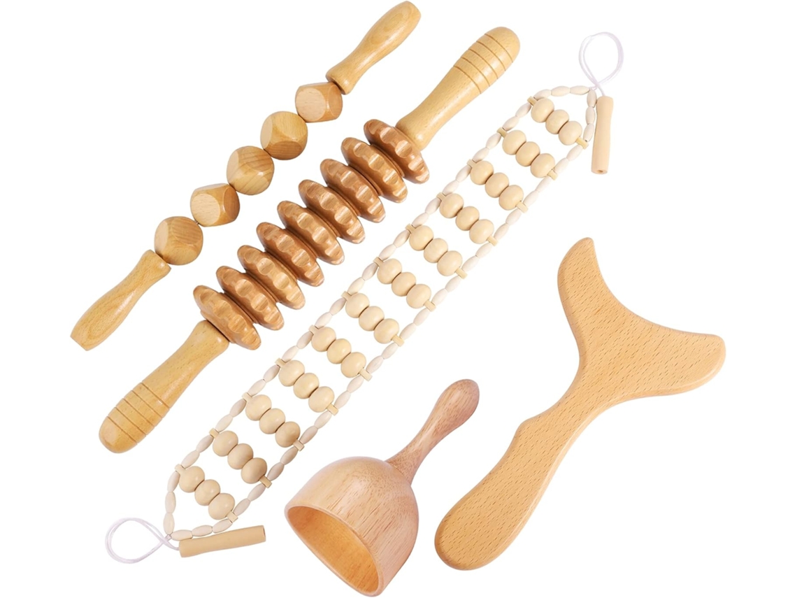 Rolo De Massagem Modelador Corporal De Madeira 5 Em 1 Para Aliviar Dores Nas Costas SUNNY SPACES