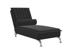 Chaise Lounge de Massagem com Rolo Veludo Preto MAISON EXCLUSIVE