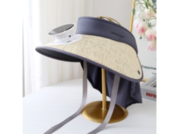 Chapéu de Sol Elétrico de Aba Larga com Ventilador para Homens, Proteção Uv MDUG (xale Bege)