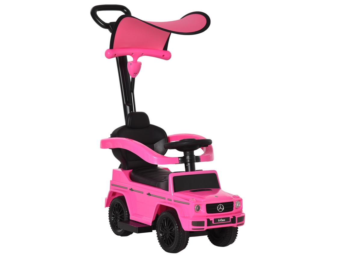 Carro Infantil Multi equipado para Crianças de 12 a 36 Meses Buzina de Apoio para o Pé. Corrimão e Guarda sol Rosa Ge
