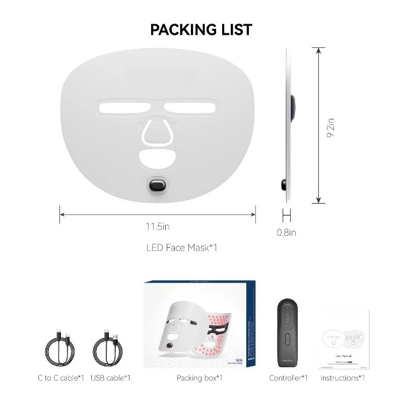 Máscara Facial Led Em Couro Profissional (cinza)