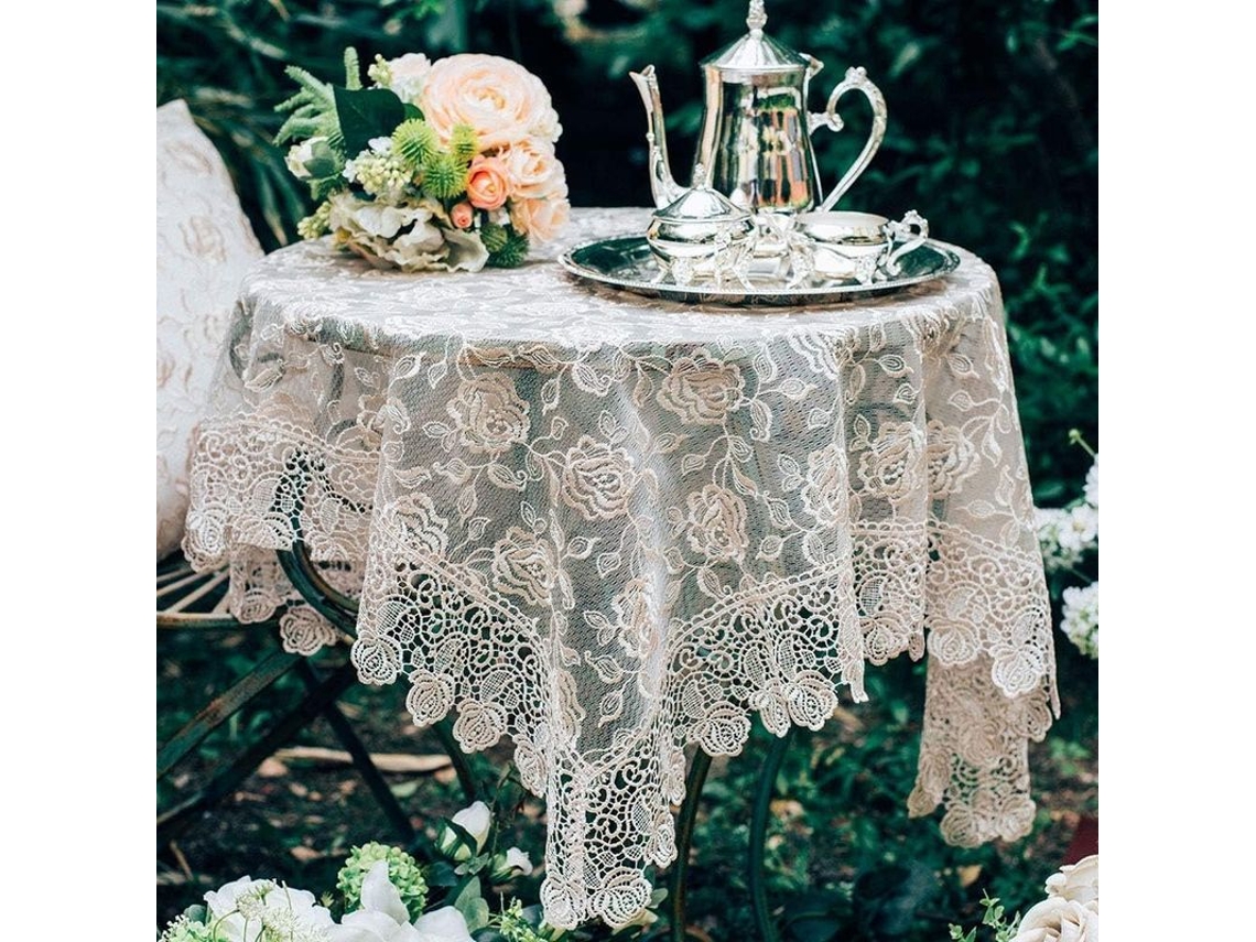 Mantel Retangular Vintage De Encaje Macramé Bordado Shabby Chic Para Mesa Oblonga
