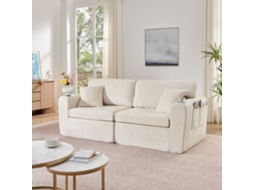 Sofá Relax 2 Lugares Compacto, Chenille, Bolsos Laterais NOVELA