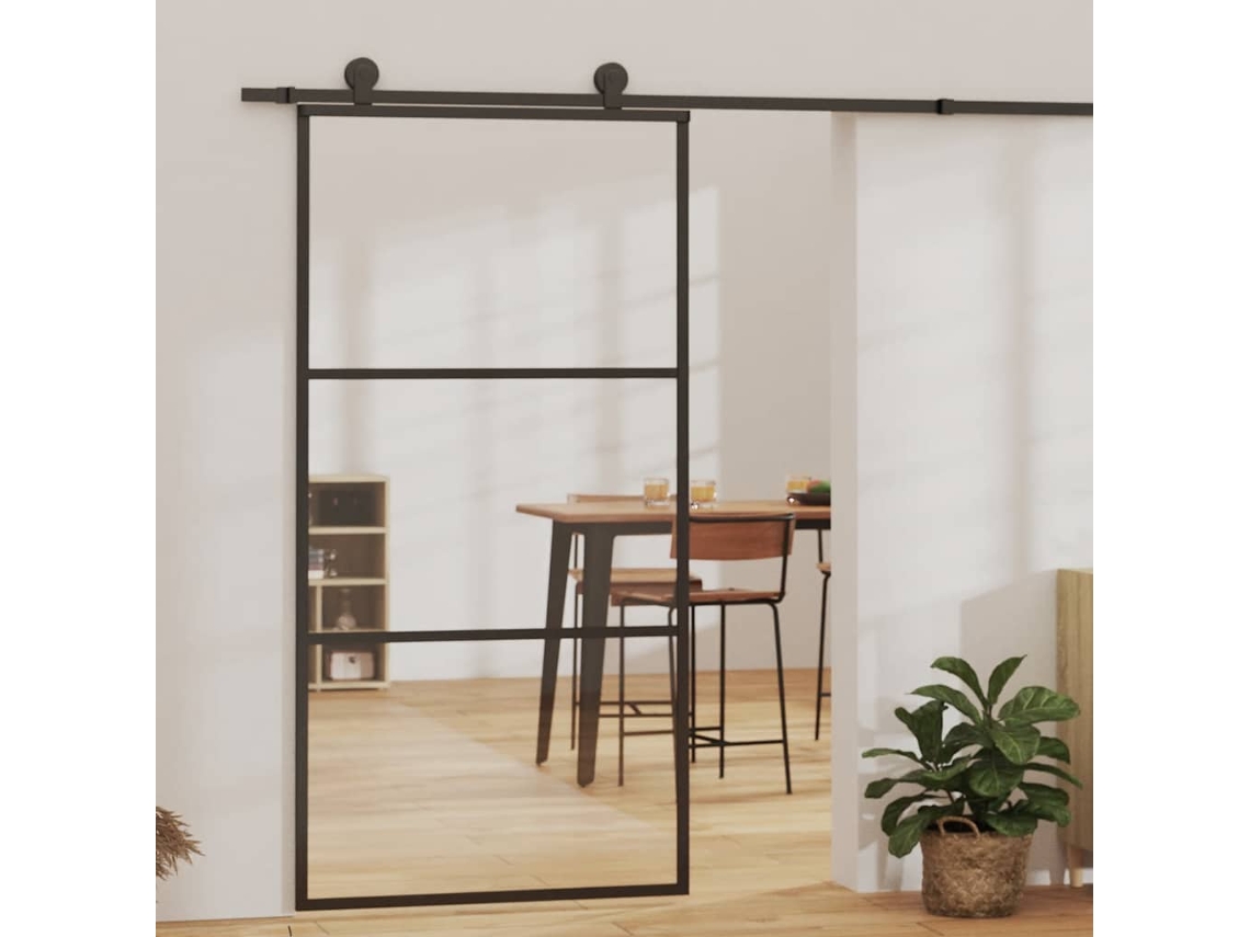 Vidaxl Porta Deslizante Em Vidro Esg E Alumínio 102x205 Cm Preto