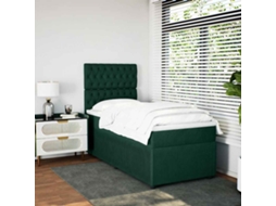 Vidaxl Cama Com Molas/colchão 90x190 Cm Veludo Verde-escuro