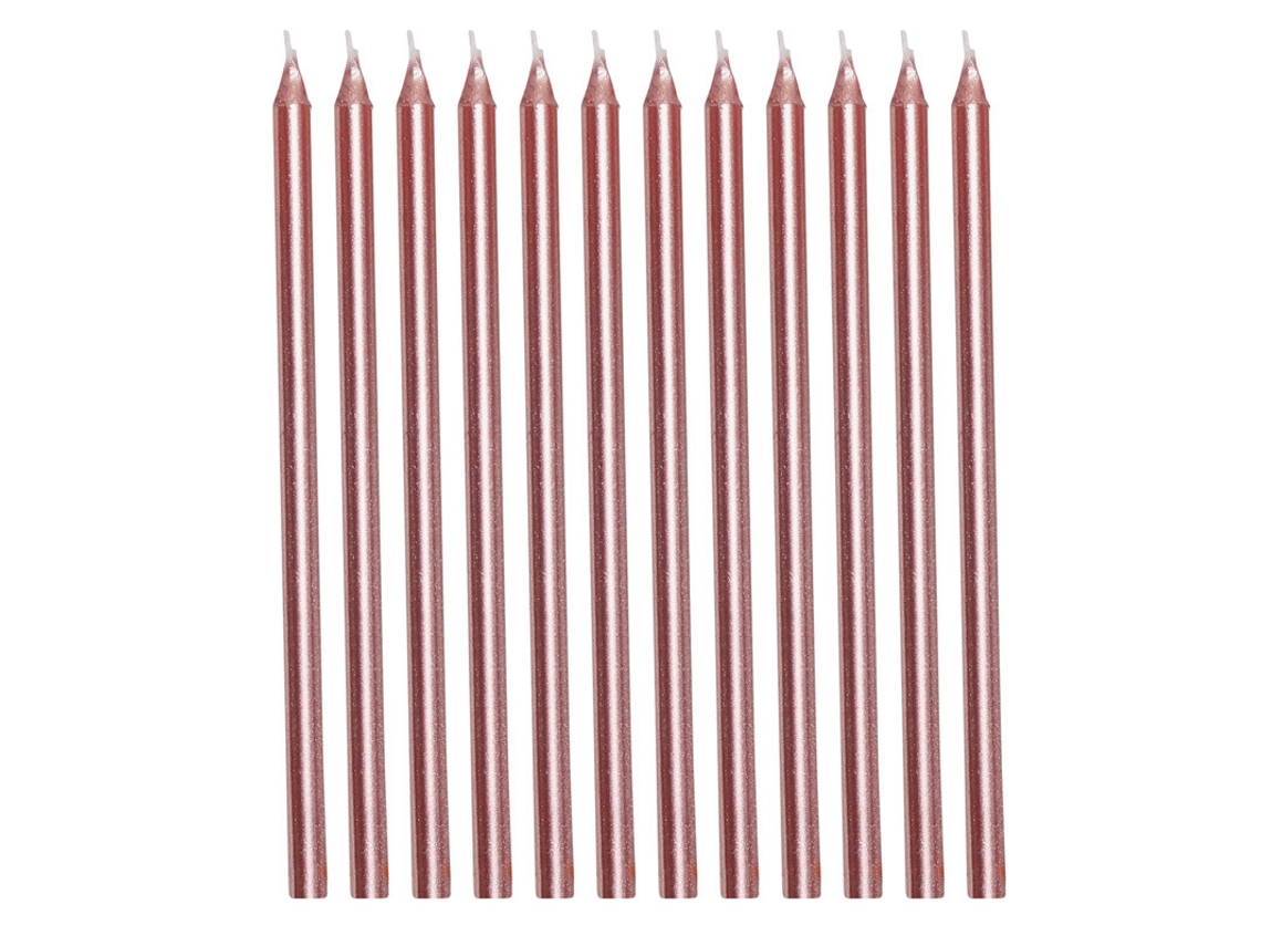 Adereço GUIRCA Pack De 12 Velas Douradas E Rosa De 13 Cm