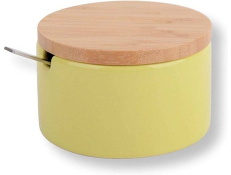 Açucareiro KOOK TIME Verde (Cerâmica, Bambu, Aço Inoxidável - 12.5x10x6.5 cm)