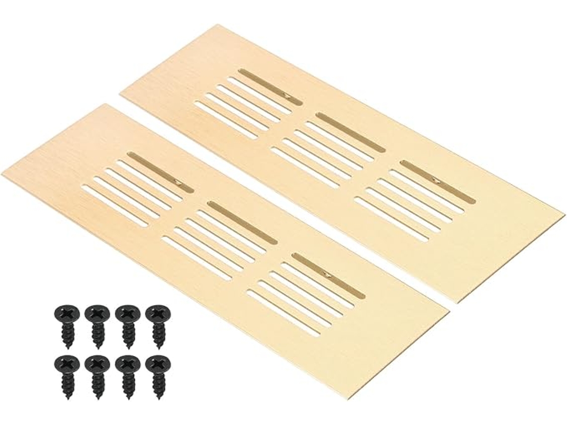 Grade De Ventilação De Alumínio Retangular De 6 X 2 Polegadas Com Parafusos De Fixação Para Guarda-roupa Porta - Ouro