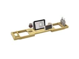 Bandeja De Banheira Extensível Em Bambu Com Suporte Para Copos E Saboneteira, 75-109 X 23 X 4,5 Cm