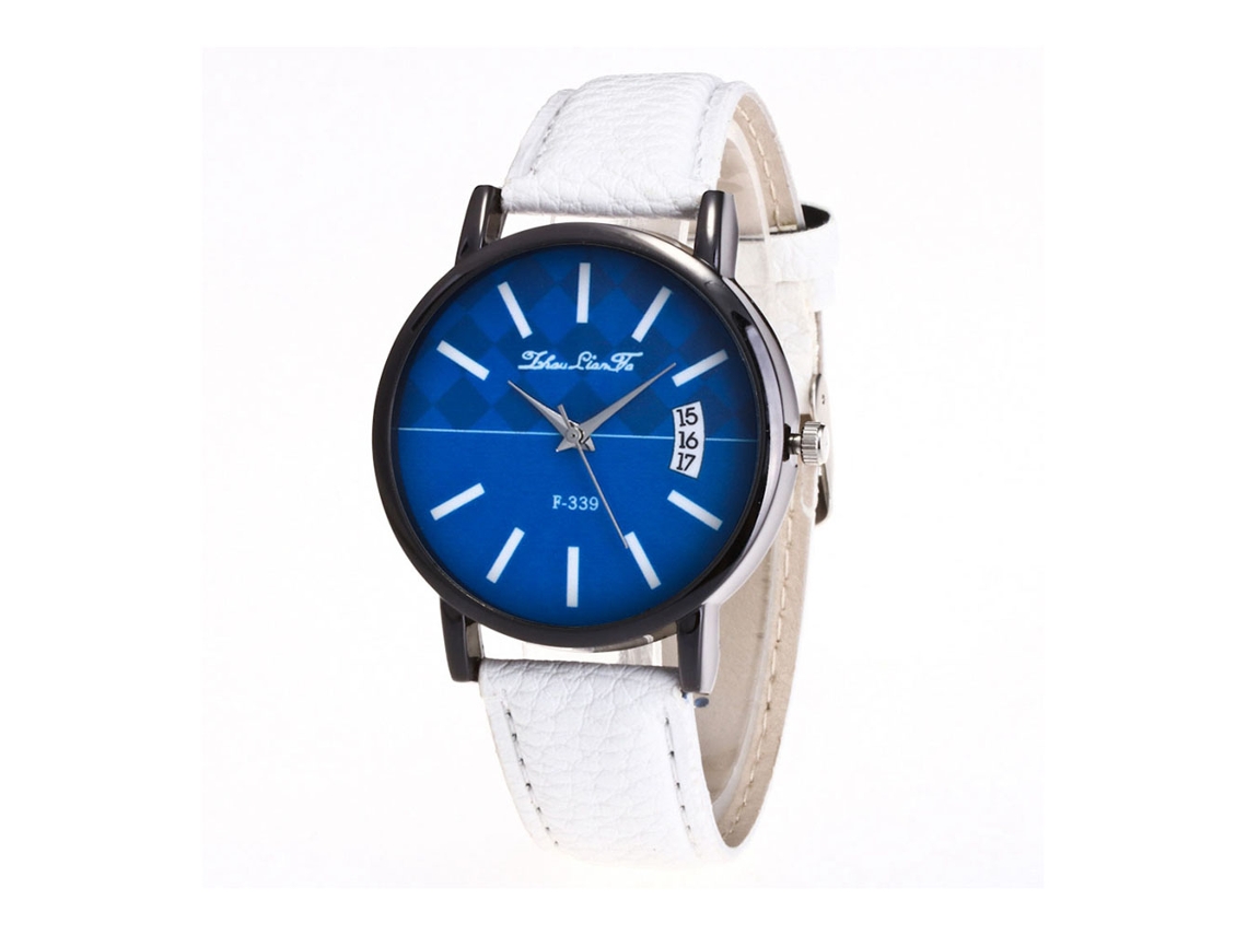 Relógio de quartzo unissex moderno com pulseira de metal ajustável (branco)