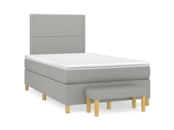 Vidaxl Cama Boxspring Com Colchão 120x190 Cm Tecido Cinzento-claro