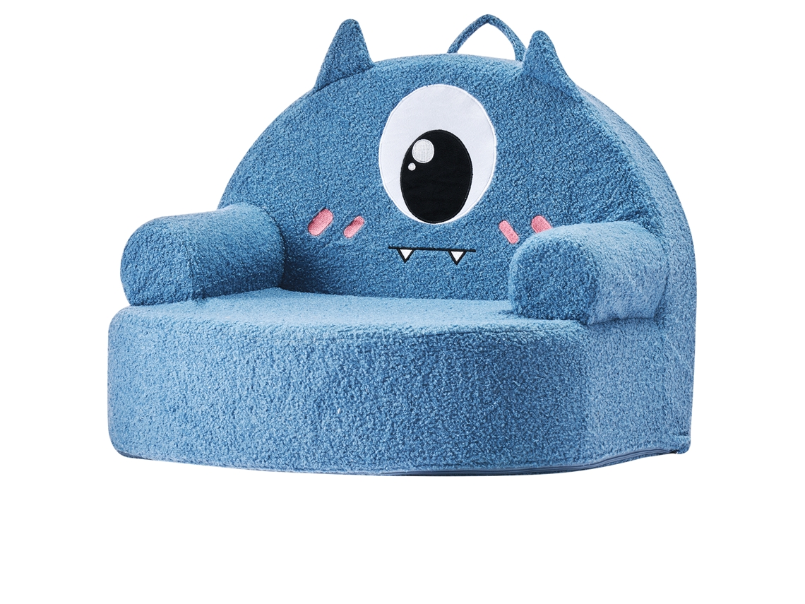 Sofá Infantil Succebuy Estilo Monstro Com Braços, Azul, 57 X 47 X 43 Cm