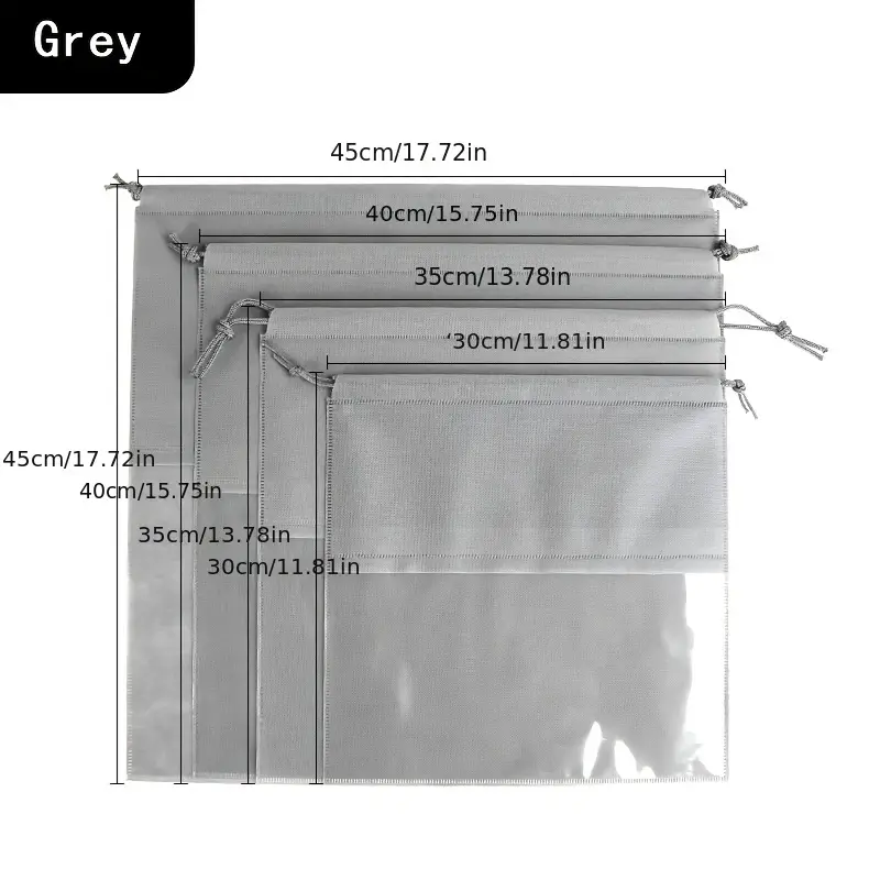 Conjunto De Bolsa Para Pó, Bolsa De Armazenamento Com Cordão Não Tecido, Protetor De Carteira Com Janela Visível, Cinza SUNNY SPACES