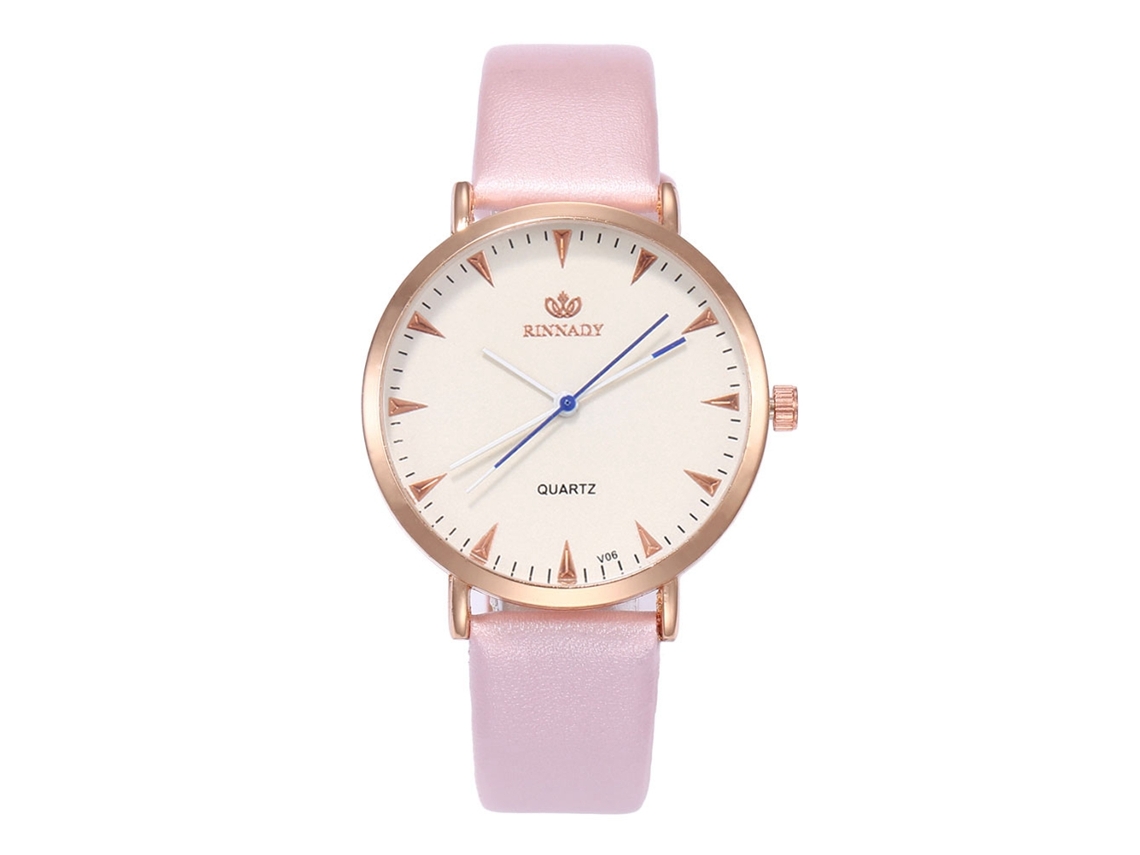 Reloj De Cuarzo Unisex Con Correa De Cuero Pu Moda Pulsera Rosa Zhoulianfa