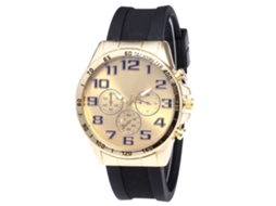 Reloj De Cuarzo Con Correa De Silicona Moda Dial Redondo Unisex Casual (oro)