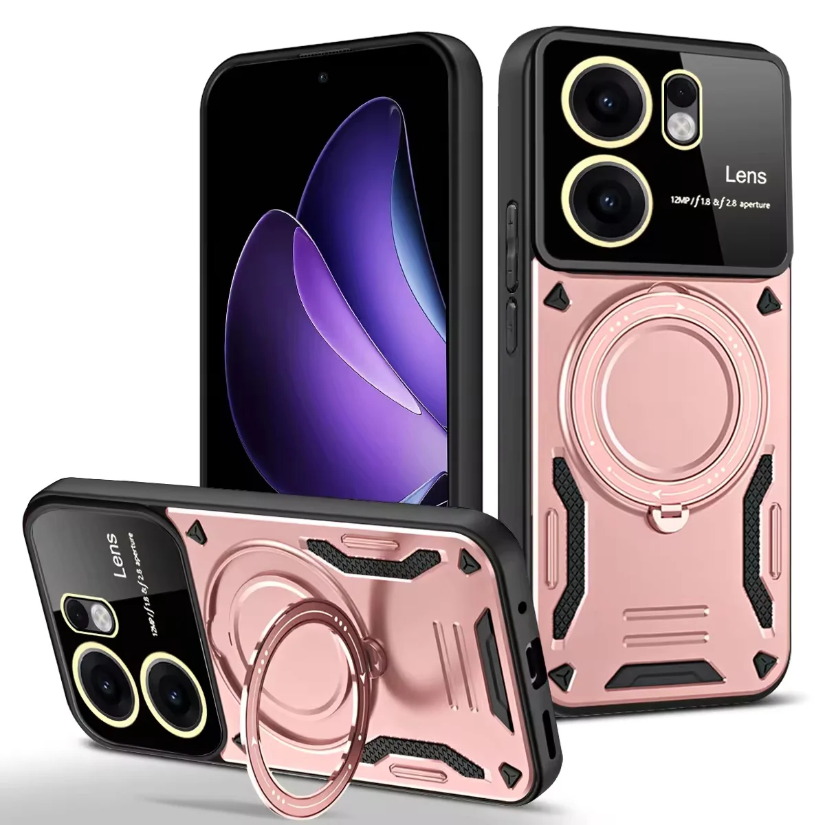 (rosa, Oppo A6 Pro) Capa Para Celular Com Suporte Magnético De Anel 360°, Proteção Para A Câmera E Proteção Contra Quedas.