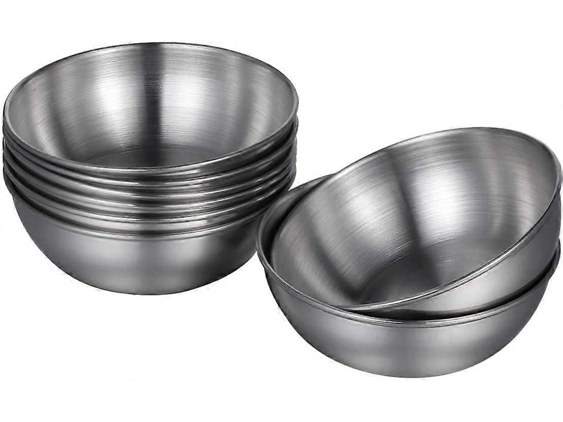 8 Pratos Pequenos De Aço Inoxidável Para Molho, Redondos, Para Sushi E Temperos, Tigelas E Pires Para Aperitivos, 3,15 Polegadas