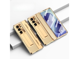 Capa Para Samsung Z Fold 8 Ultra Com Suporte E Proteção De Dobradiça, Com Anel Magnético, Carregamento Sem Fios Dourado Hexinyigjly