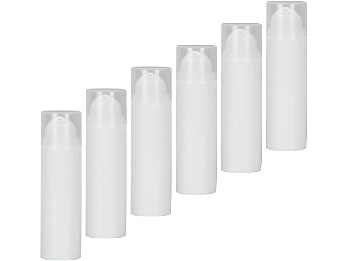 Nuobesty Com 6 Frascos De 50ml Com Bomba Airless Em Plástico Transparente, Recarregáveis E