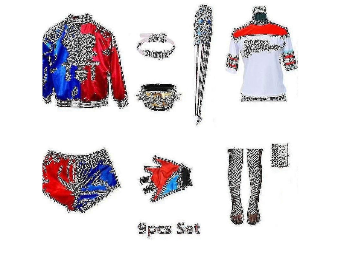 Conjunto De Traje Da Harley Quinn - Filme E Tv Suicide Squad - Blusa, Calça E Jaqueta - Poliéster - Feminino Conjunto De 9 Peças