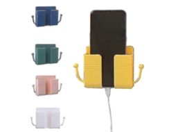 Prateleira de Parede com Gancho para Carregador de Telefone Controle Remoto Organizador de Cozinha e Lar Material Abs Durável Verde