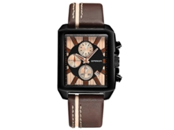 Relógio Sanda 5003 Three Eye De Seis Pinos, Multiuso, Esportivo, Masculino, Com Pulseira De Couro, Resistente À Água, Quartzo (preto)