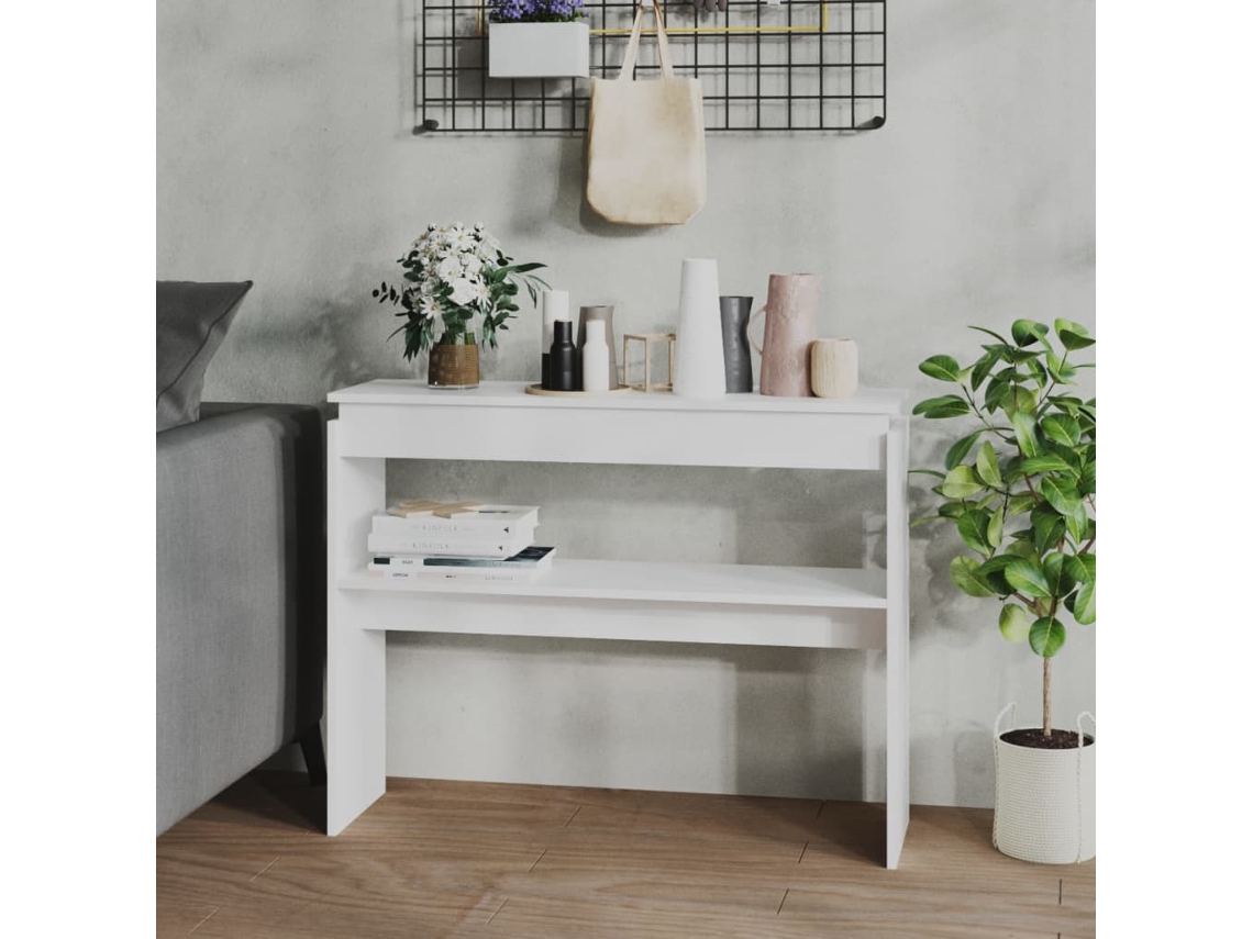 Vidaxl Mesa Consola 102x30x80 Cm Derivados De Madeira Branco