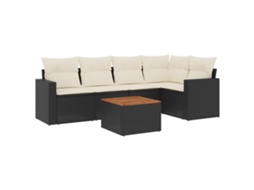 Conjunto 1 Conjunto De Sofás De Jardim Vidaxl Preto Vime Pe (55 X 55 X 37 Cm)